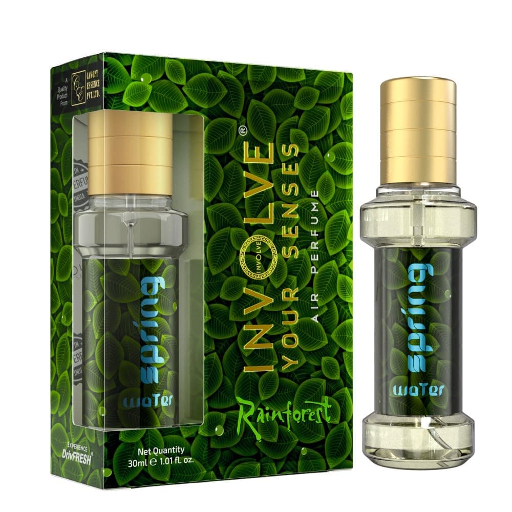 INVOLVE YOUR SENSES Rainforest Spring Water Scent Car Perfume | Fresh Fine Fragrance Luxe Spray Air Freshener - IRF08 Car Accessories interior car perfumes and fresheners