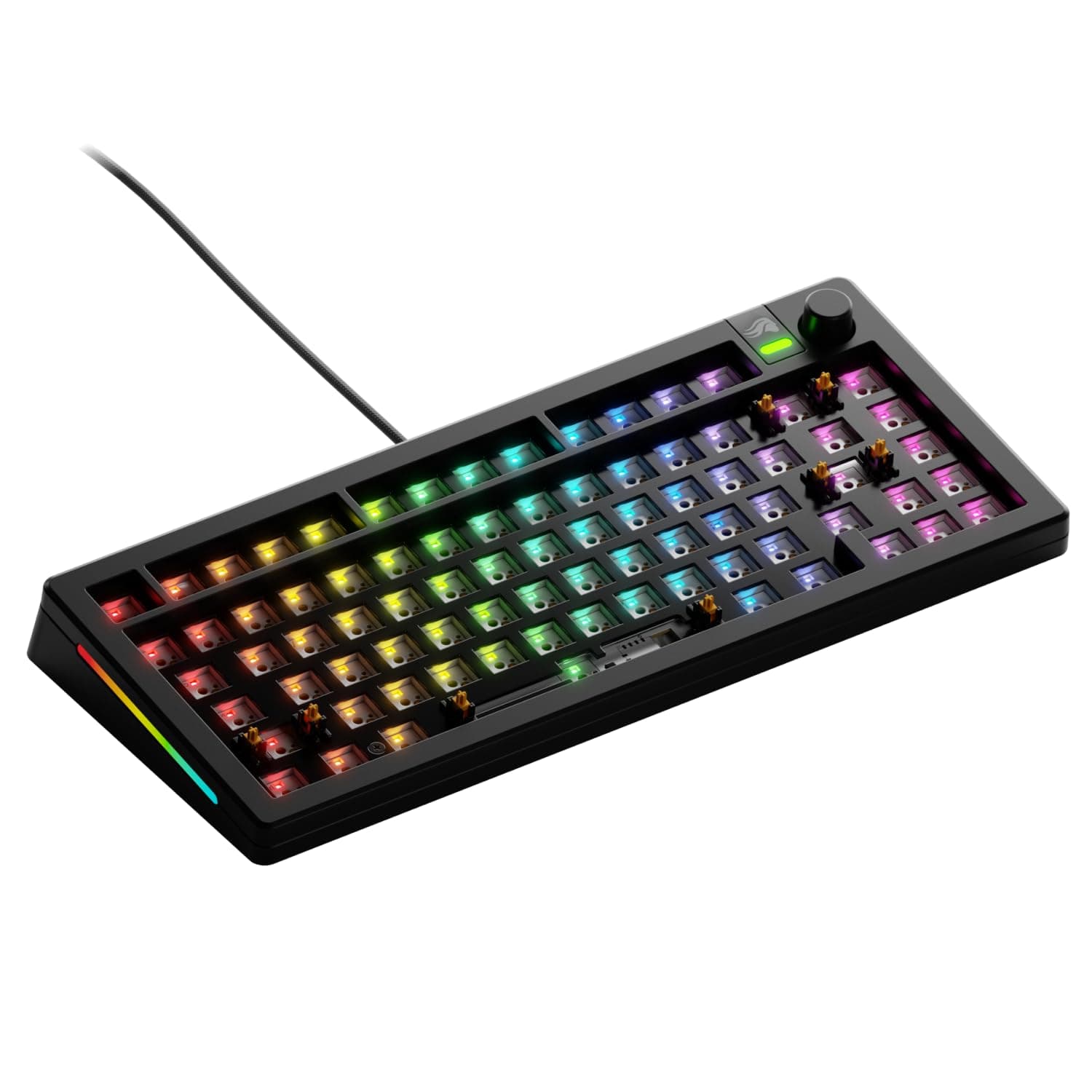 Gaming - GMMK 3 Barebones Custom Gaming Keyboard Kit with Knob, 75% Mechanical Keyboard, Modular Gasket System, Hotswappable MX, Sound Dampening Foam, Aluminum Switch Plate (Black)