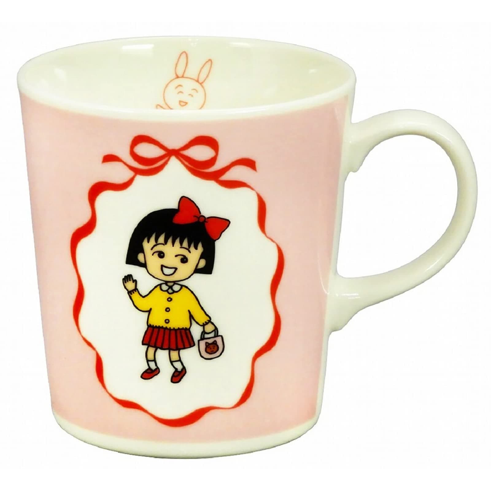 Chibi Maruko-chan CM31-11 Mug, Approx. 10.1 fl oz (300 ml), 35th Anniversary, Pink, Made in Japan