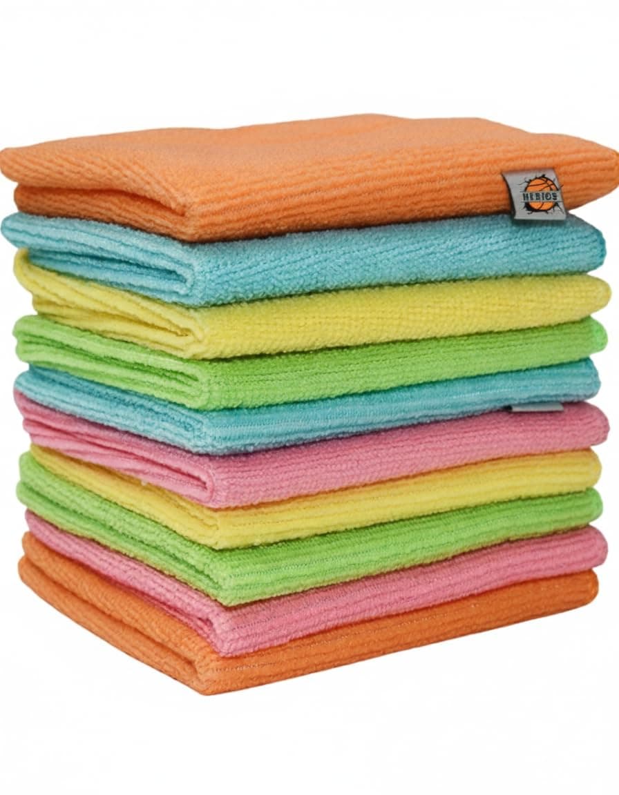 HERIOS Microfiber Multi Purposes Towels Cloths, mop, kitchen towel, microfiber cleaning cloth, kitchen towels, duster Super Absorbent Kitchen Perfect Car Wash Cloth.1-Pack 5 Colors 10 Pieces 30X30 cm