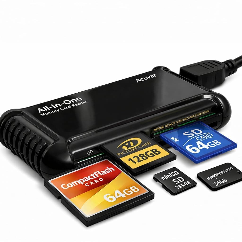 High Speed All in 1 Memory Card Reader / Writer for SD/SDHC, Micro SD, CF, XD, MS/Pro & Duo Cards + Microfiber Cloth