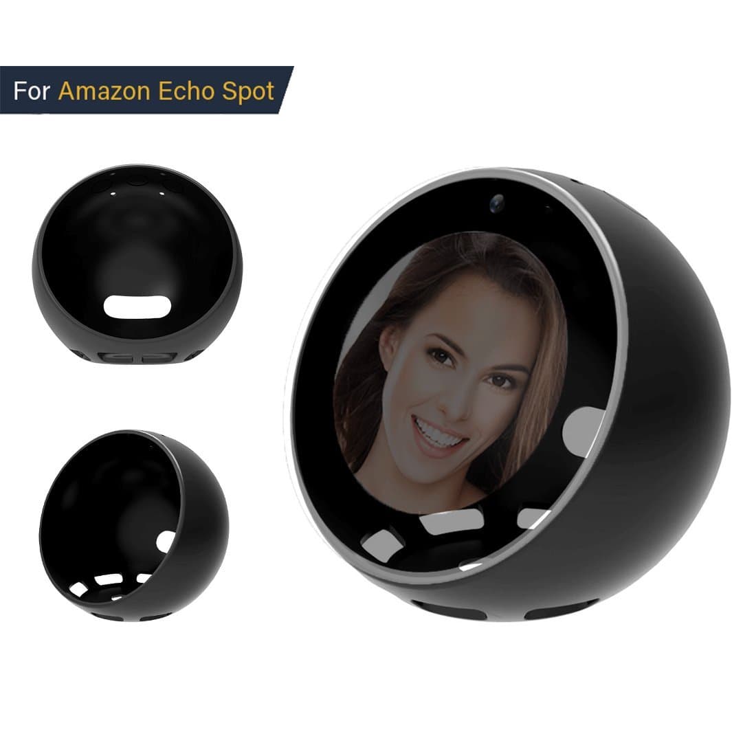 Silicone Skin for Amazon Echo Spot (Black) | Anti-Scretch & Protective Case of Spot | Enhanced Button Responsing & Better Protection | Perfect Outdoor Indoor Home Accessories for Spot by Adika