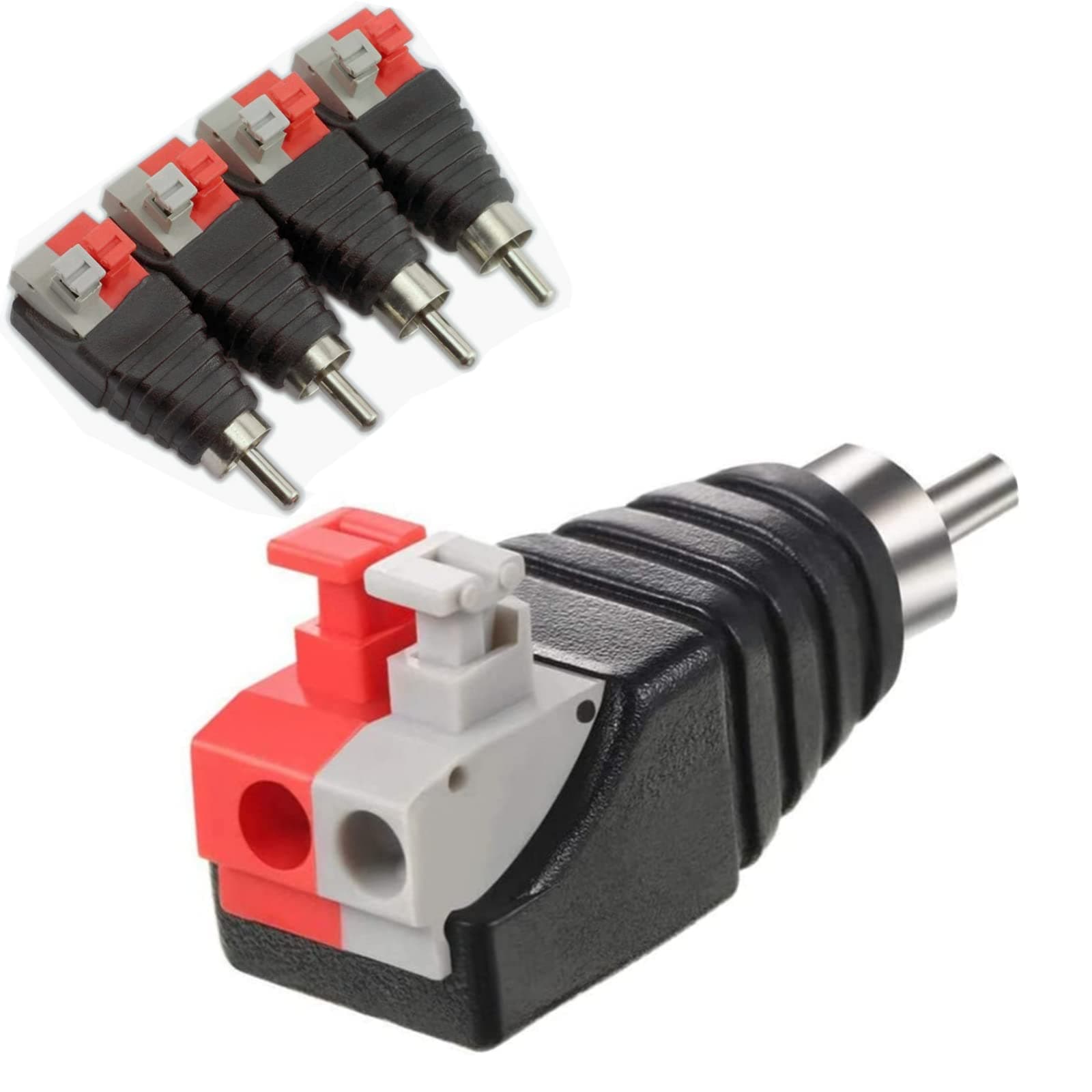 10 Pack Dfinego Speaker Wire Cable to RCA Connector Adapter, RCA Male to AV 2 Screw Terminal Video Audio, Jack Plug