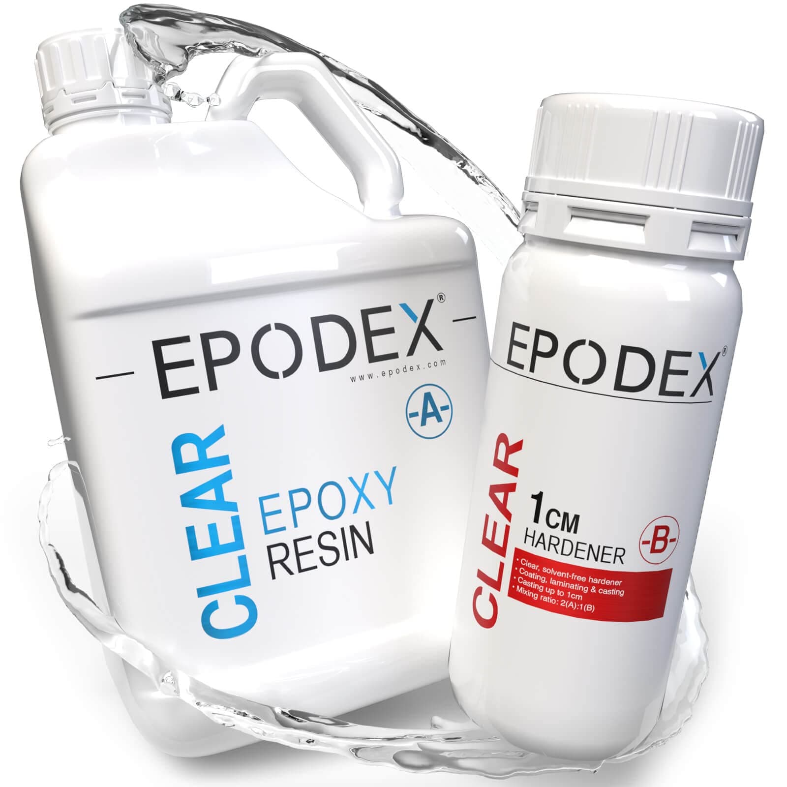 EPODEX® 2K Epoxy Resin | Epoxy in Casting Height 0-10 cm | River Tables, Lamps and Accessories | Casting Resin | Crystal Clear or in 40 Colour | Epoxy Resin Quantity Discount