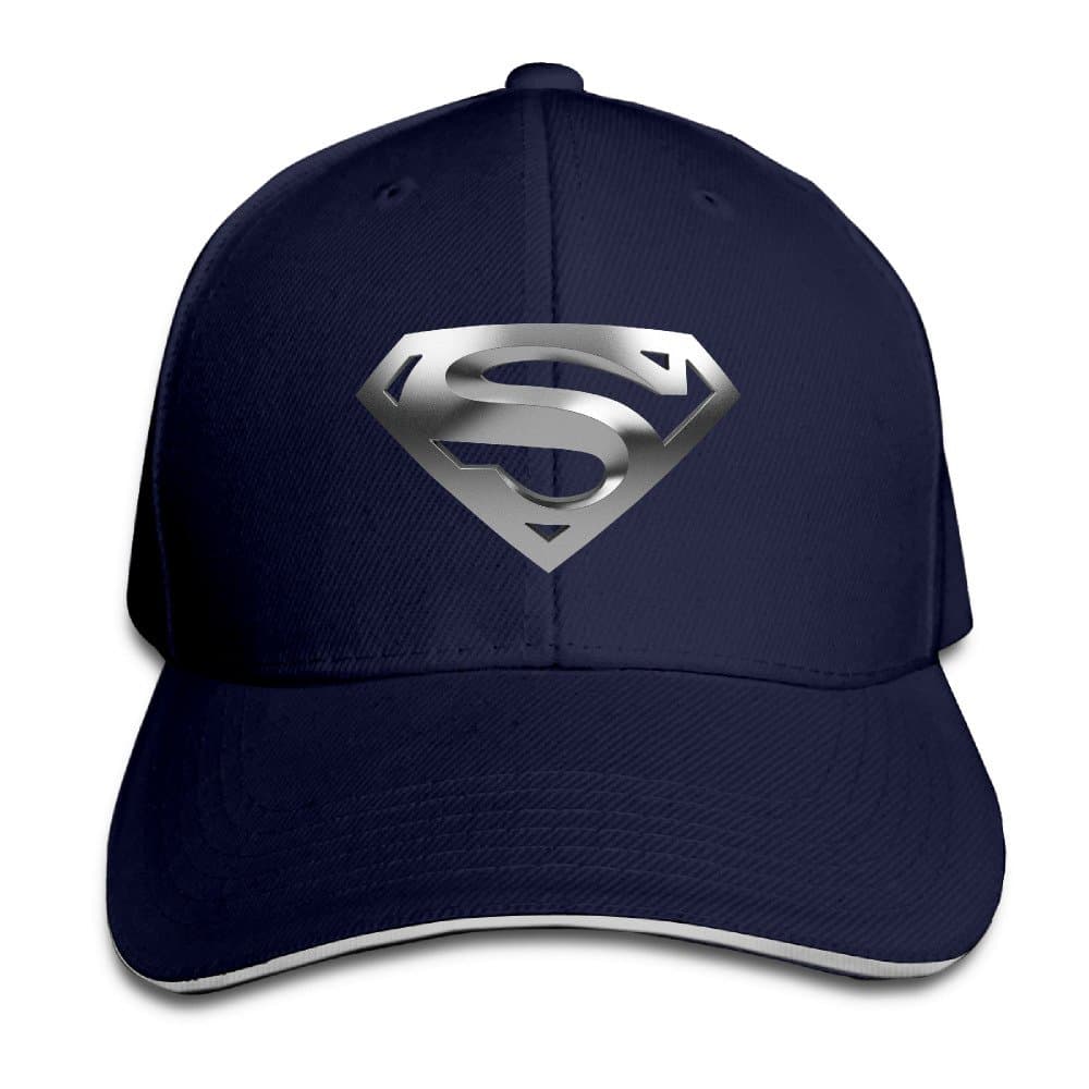 Superman Logo Sandwich Cap Snapback Hat Cool Navy Apparel