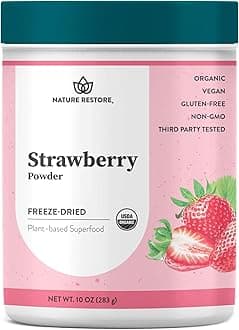 Nature Restore USDA Certified Organic Freeze-Dried Strawberry Powder, 10 Ounce, Non-GMO, Gluten Free, Vegan