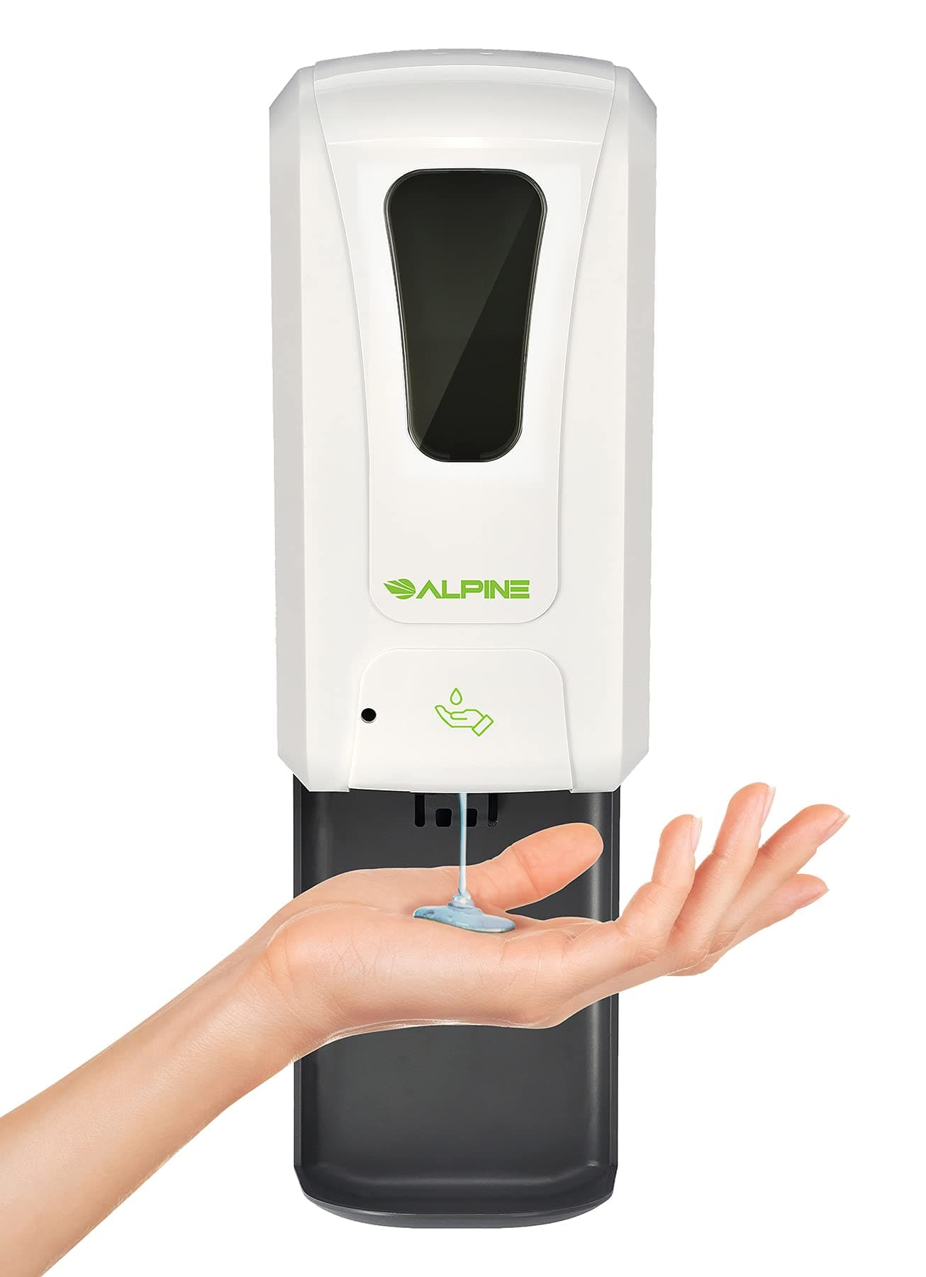 Alpine Automatic Hand Sanitizer Dispenser - Touchless Soap Dispenser with Drip Tray for Restaurant, Hospital, School, Hotel, Kitchen and Bathroom -1200mL Liquid, Gel White
