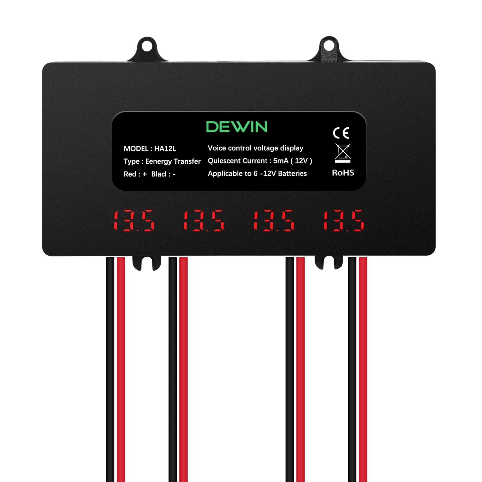 DEWIN Batterie Balancer, Battery Equalizer 48V Digital Display 4 x 12V Battery Balancer for Lead Acid Lithium Battery