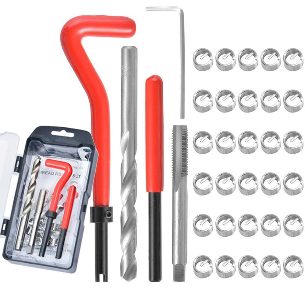 35 Pcs Thread Repair Kit, Stainless M8 x1.25mm Thread Repair Insert Kit Compatible Hand Tool Set for Auto Repairing