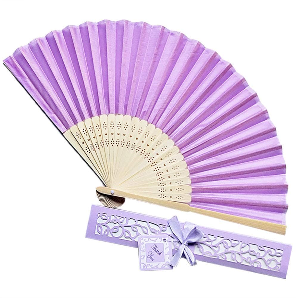 WANGLEI Folding Fans Handheld, Chinese Style Folding Hand Held Solid Silk Fans Dance Party Wedding Hand Fragrant Dress Decoration Ventilateur A Main