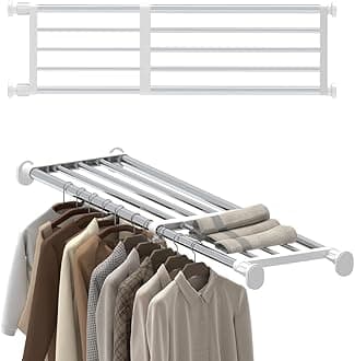 Hershii Tension Shelf Expandable Rod Closet System Heavy Duty Clothes Hanger Adjustable DIY Storage Organizer Shoe Rack 84-117.5cm, Width: 25cm