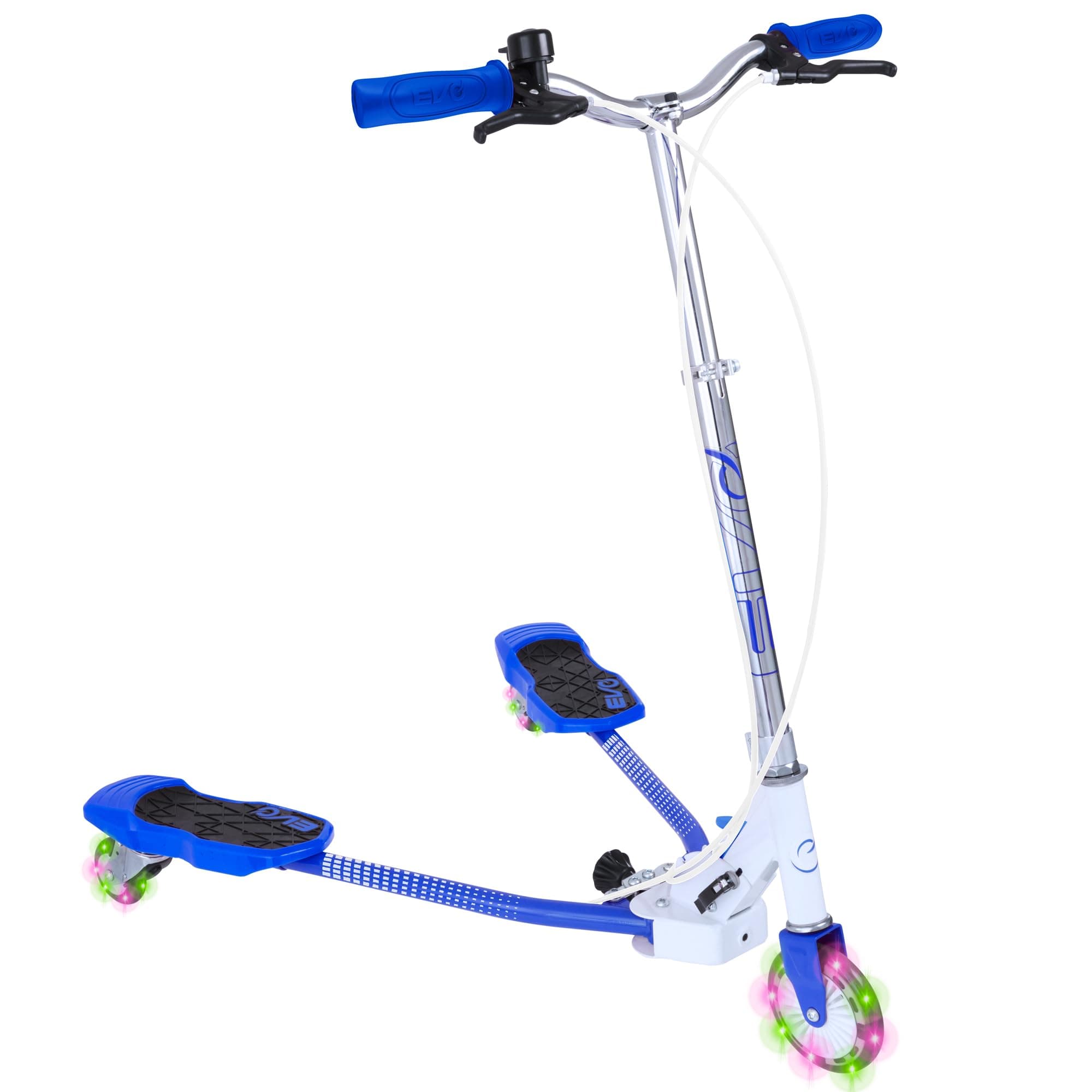 Junior V-Flex Tri Scooter Light Up Wheels For Kids, Foldable, Adjustable Height Handles, Wiggle Scooter for Kids, Kids Aged 6+ (Blue)