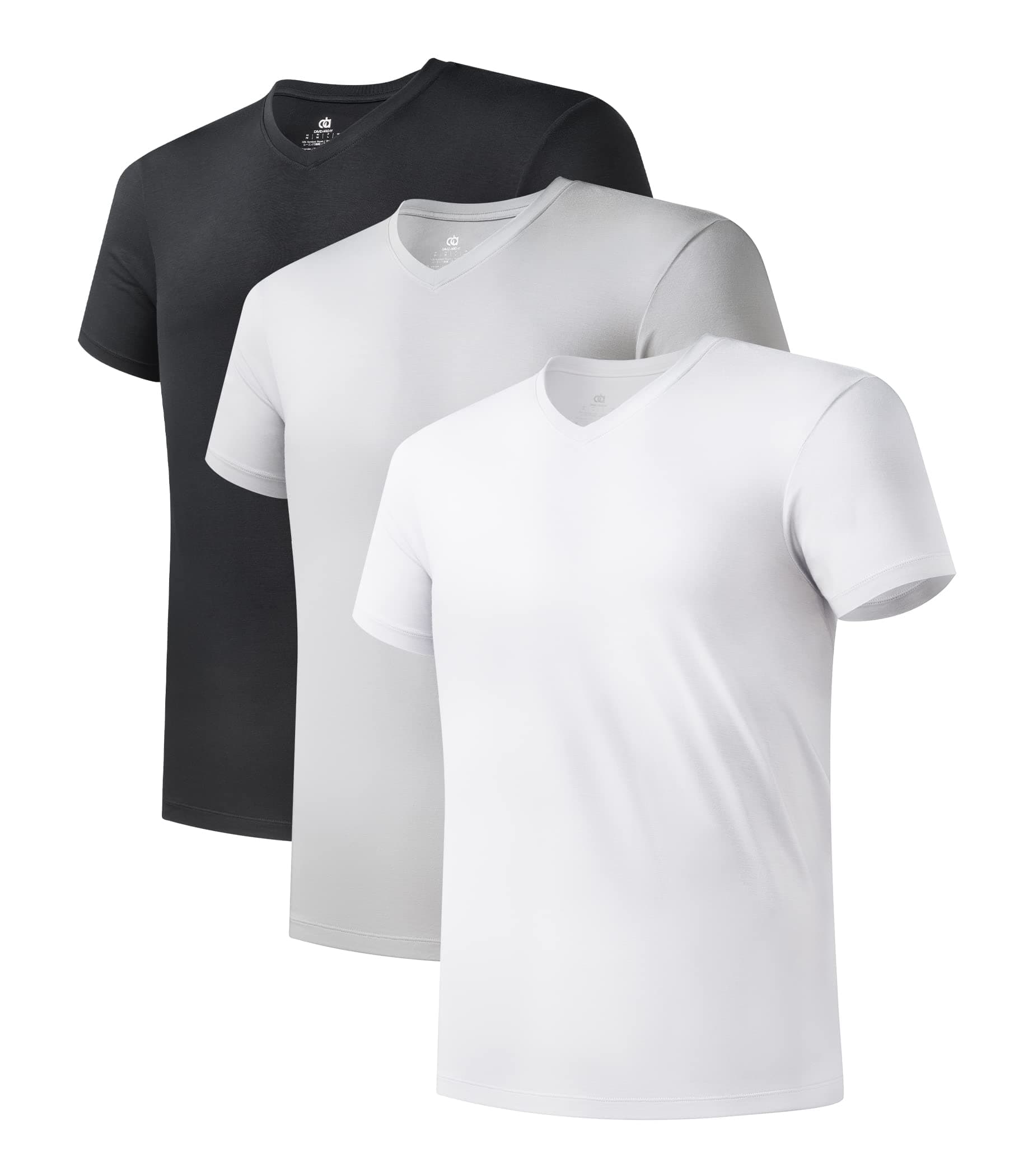 DAVID ARCHY Men's Undershirt Short Sleeves Bamboo Cool Fresh T Shirts Breathable Moisture-Wicking Soft Vest Tees for Men Fit Classic Top 3-Pack