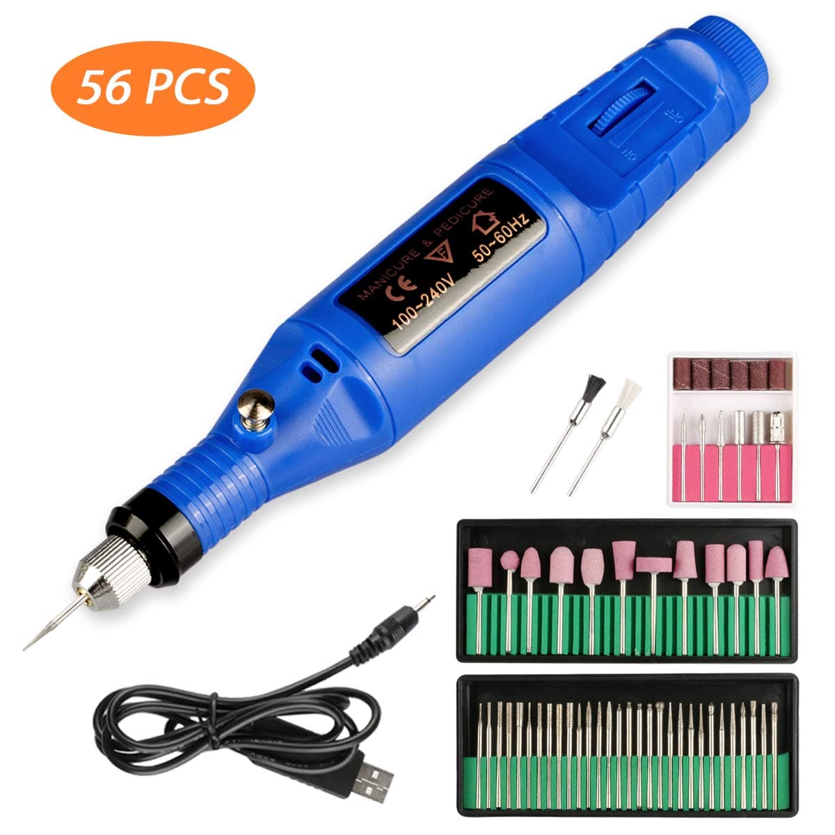 Rotary Tool, Zaeel Mini Electric Rotary Grinder Multi-Functional Rotary Tool Kit, Adjustable Speed 3000-20000 RPM for Polishing, Engraving Grinding and Sanding, with 56 Accessories & Storage Case