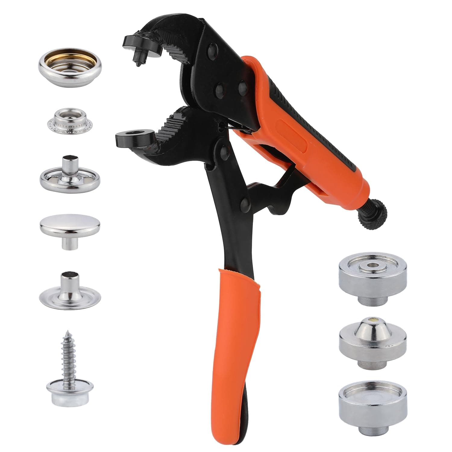 Snap Fastener Tool Kit, 20 Sets 15mm Snaps for Boat Covers Heavy Duty Snap Button Tool Kit with Punch Function Adjustable Snap Setter Tool Snap Pliers