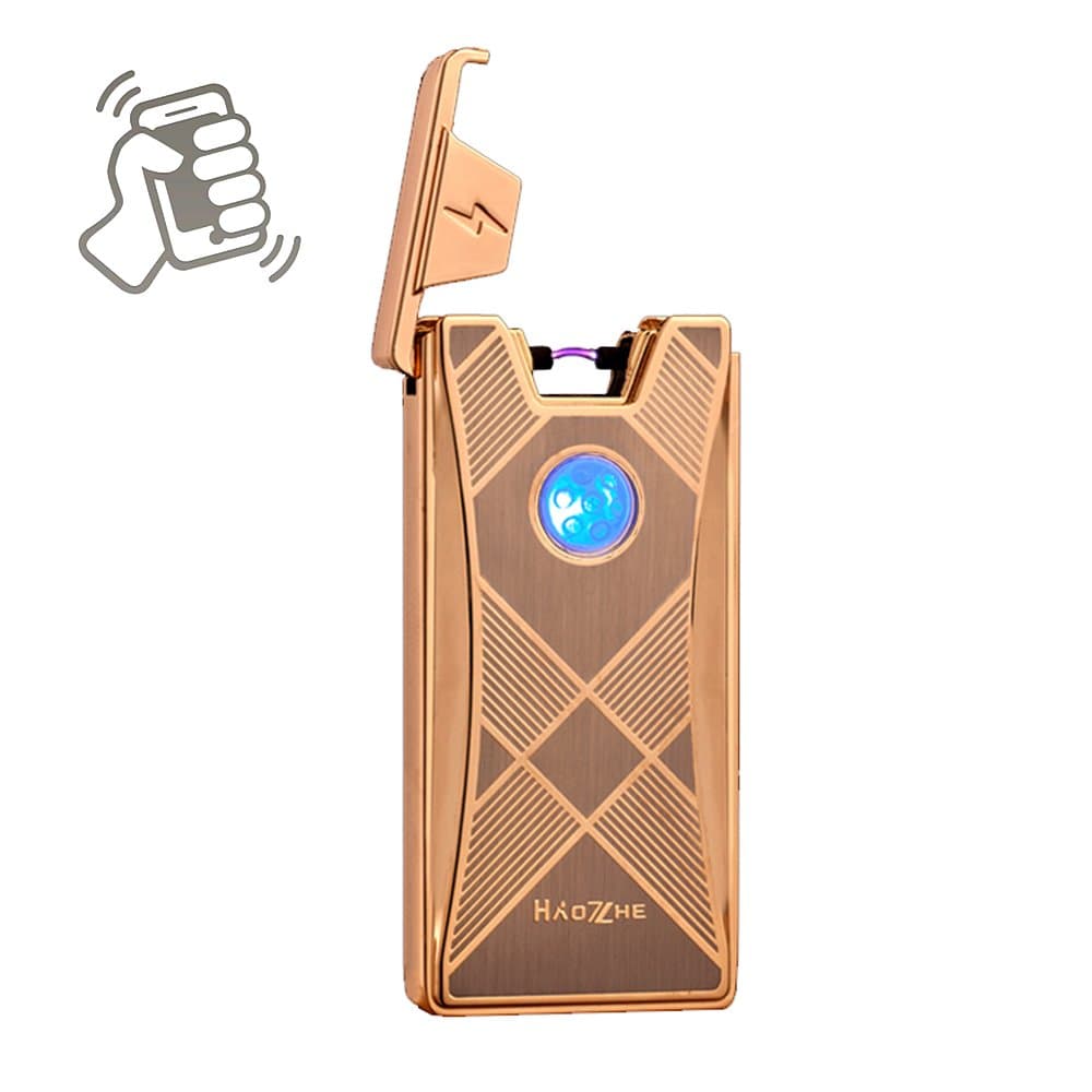 HAOZHEUSB Rechargeable Shake-induction Windproof Arc Lighter. (Diamond Gold)
