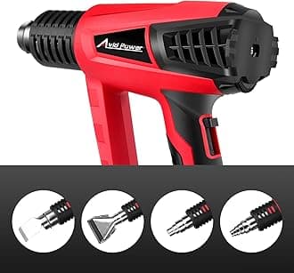 AVID POWER Heat Gun, Hot Air Gun 1500W with Variable Temperature 122℉-1022℉, 3-Temp Settings, Four Nozzles and One Sc for Crafts, Shrinking PVC, Stripping Paint,