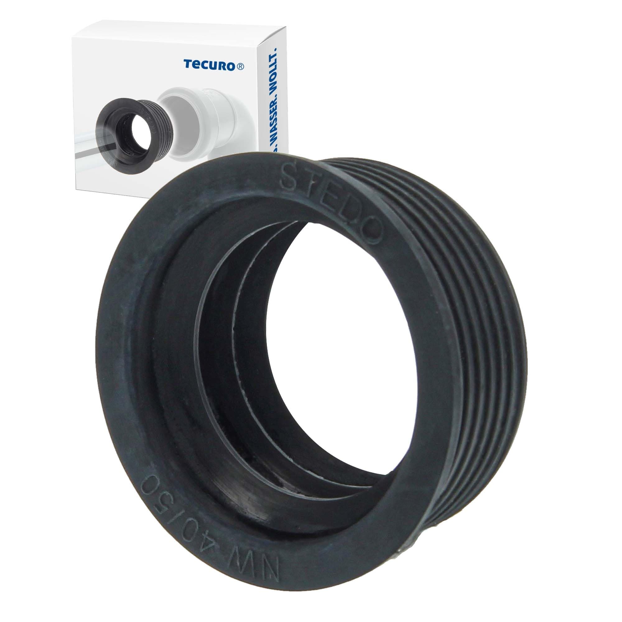 Tecuro V11435 Siphon Rubber Sleeve for Outside Drain Pipe Diameter,Black,50 mm x Inner Diameter 40 mm
