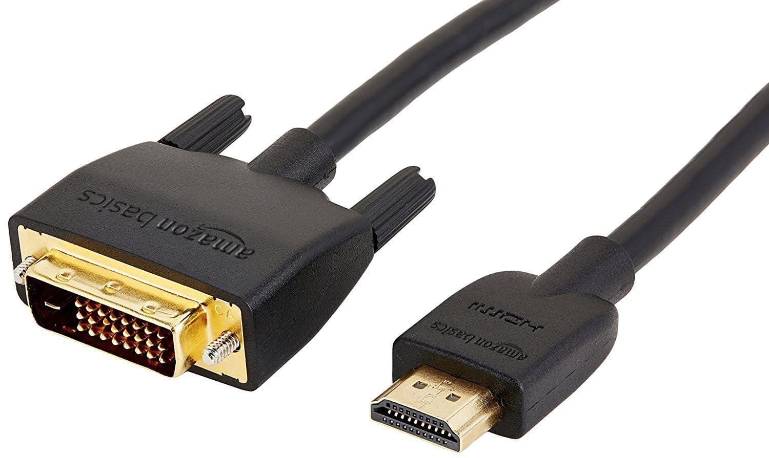 Amazon Basics HDMI A to DVI (Male) Conversion Cable Bidirectional High Speed 0.9m (Type A Male to DVI 24pin Male) 1080P Gold Plated 1 piece Black