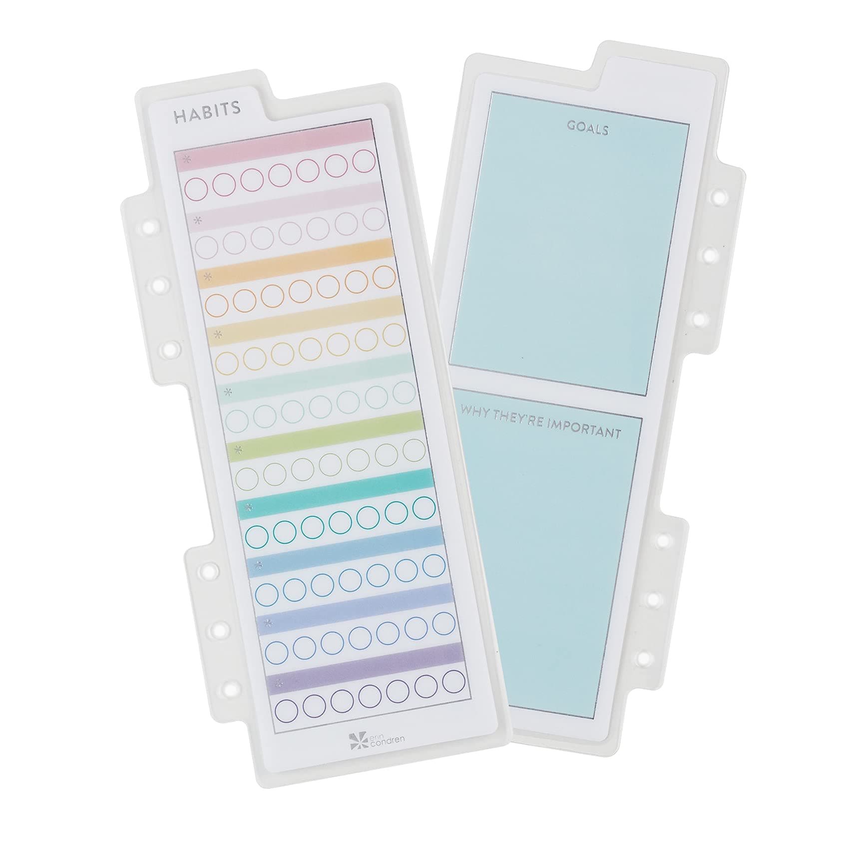 A5 Ring Agenda Snap-in Dashboard - Habit Tracker. Double-Sided Layout. Works with Wet-Erase Markers. Metallic Accents. Fits All A5 Six Ring Agendas by Erin Condren.