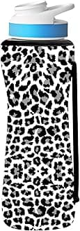 32oz Cute Printed Sleeve Compatible With Cirkul Water Bottle For Plastic And Stainless Steel Bottles 32oz Neoprene Sweat-Wicking Material Insulated Cover Designed With Handles (Snow Leopard)