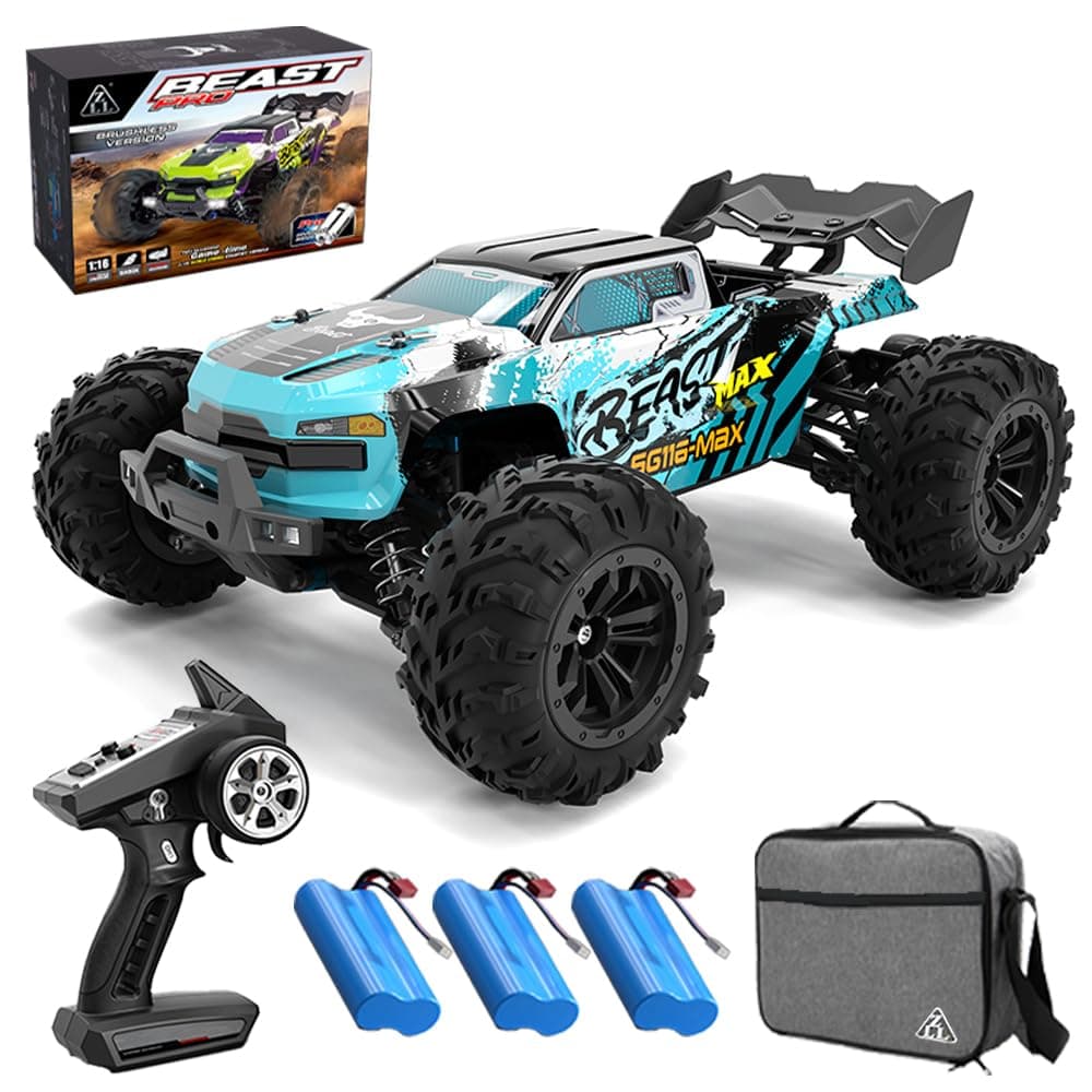 – X-Verse SG116 MAX 1:16 Remote Controlled Car, 1:16 Waterproof RC Cars, 80KM/H 4WD RC High Speed Offroad with Brushless Motor for Adults, 3 Batteries