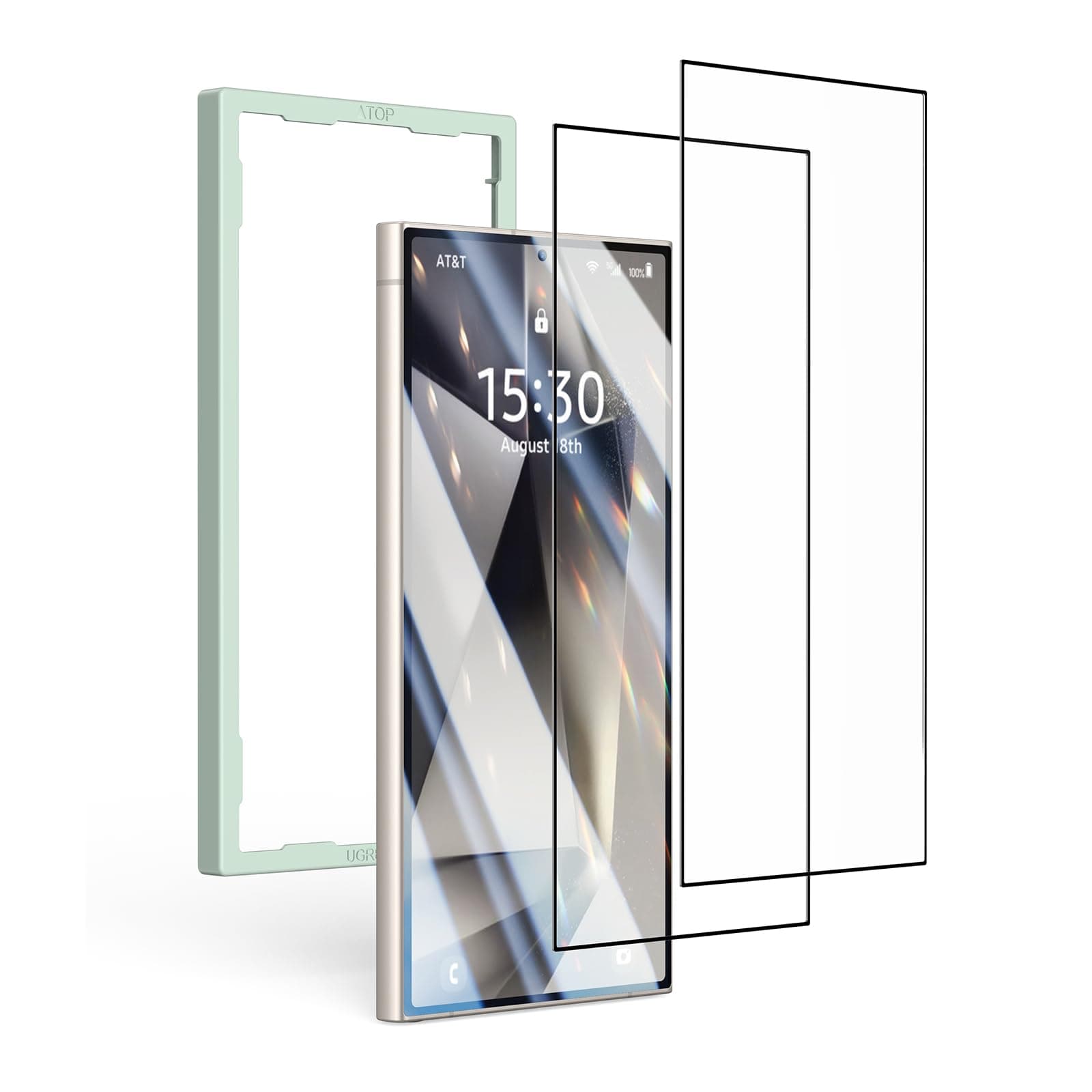 UGREEN 2 Pack Screen Protector for Galaxy S24 Ultra Curved HD Clear, 9H Hardness, Anti-scratch, Anti-fingerprint, Super Resistant, Tempered Glass Film with Easy-Installation Tool