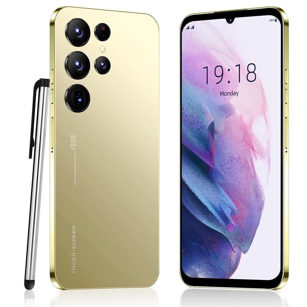 Cheap Smartphone， 6.6'' HD Display, Android 10 OS, 16GB ROM(Extendable to 128GB), Dual SIM Dual Camera, WiFi,GPS,Face ID Mobile Phones (Golden)
