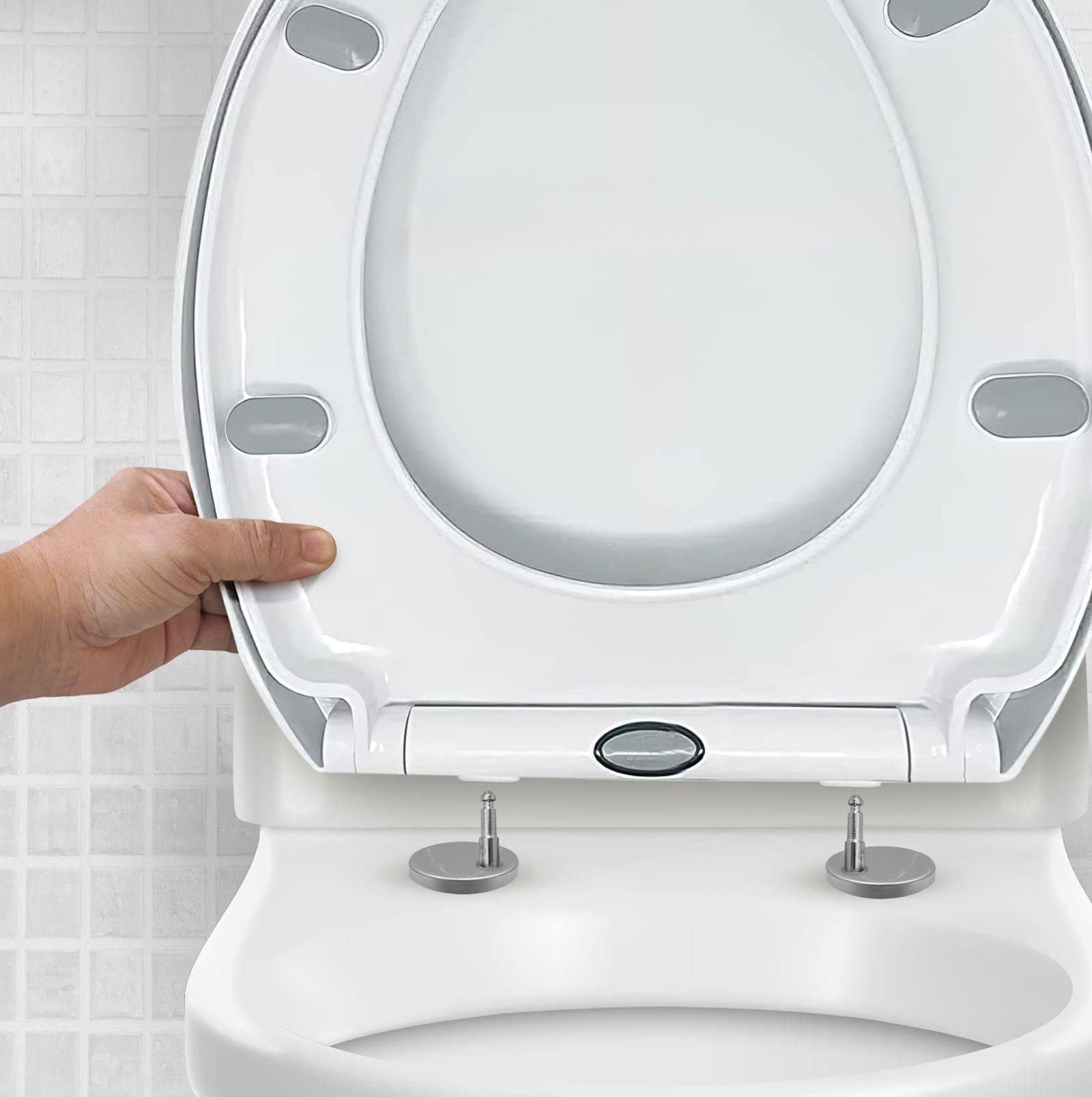 Oval Toilet Seat Soft Close with Quick Release Hinges - Adjustable White Seat for Modern Bathrooms, Durable Anti-Slip Easy-to-Clean and Universal Fit Design for Standard O-Shape Toilets