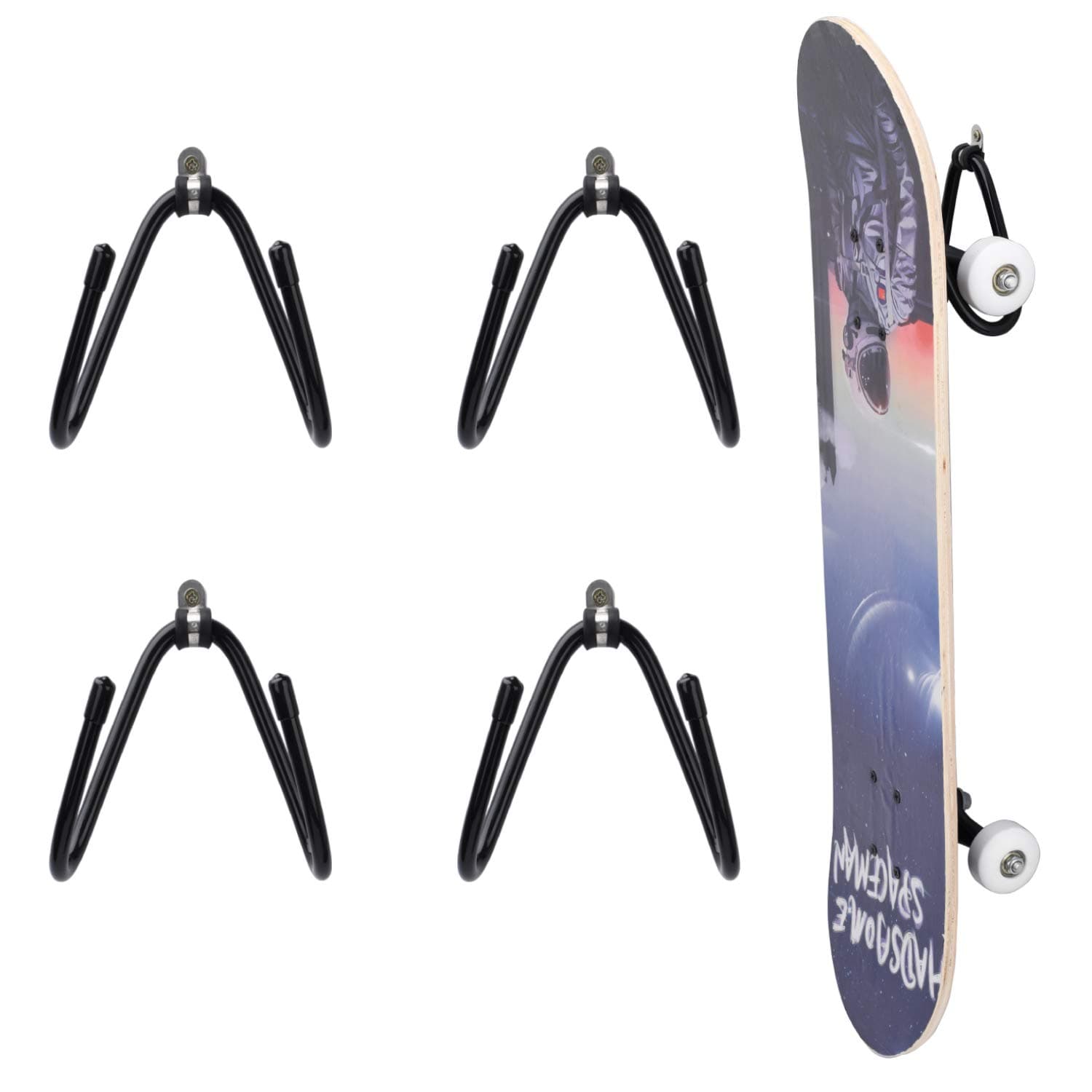 JAZBREY 4 Pack Skateboard Wall Mount Longboard Wall Mount Storage Display for Wall Mounts - Hardware Included