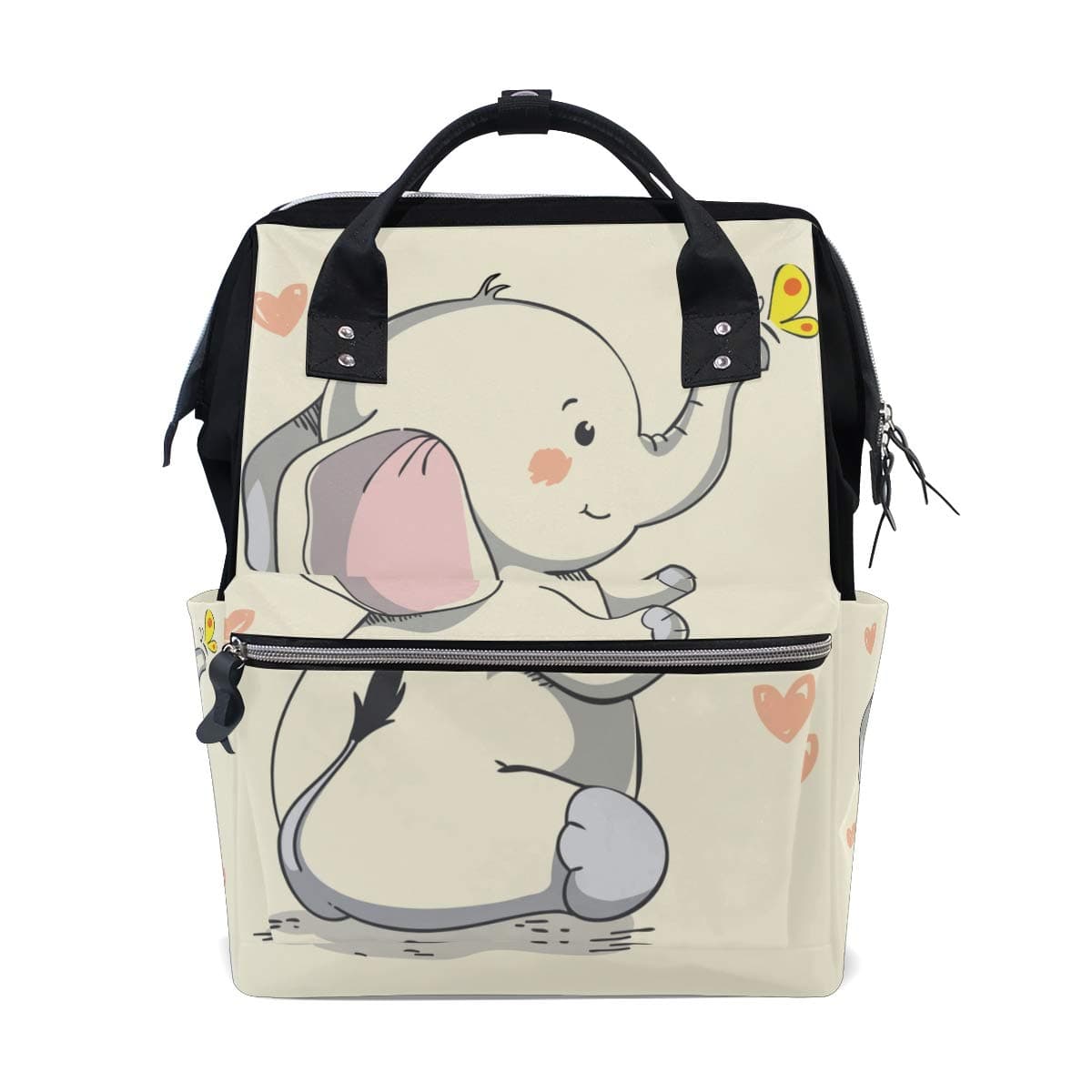 ColourLifeDiaper bag Backpack Pretty Smiling Elephant Casual Daypack Multi-functional Nappy Bags