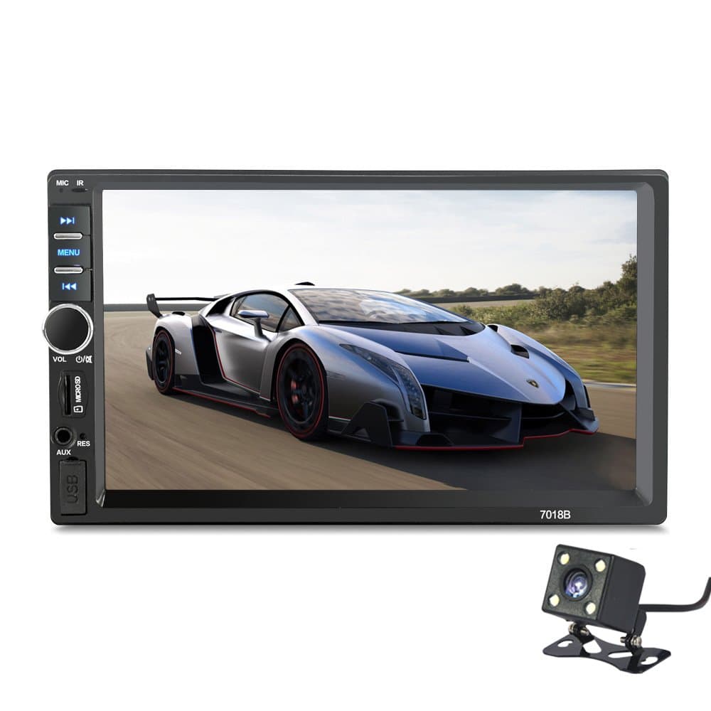 Double Din Car Stereo in-Dash Bluetooth & Microphone | 7 inch Touch Screen car radio support Phone Mirror Link /USB/SD/AUX/FM | backup camera input (NO DVD)