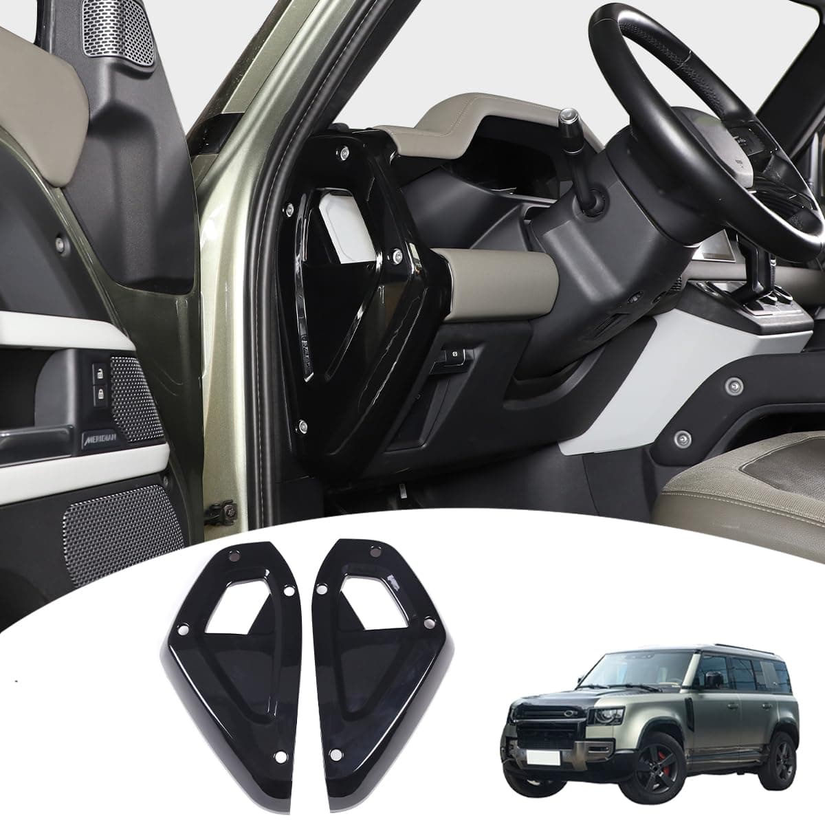 Car Central Control Both Sides Decorative Strips Sticker for Land Rover Defender 2020-2025 90 110 130 Interior Accessories (Glossy Black)