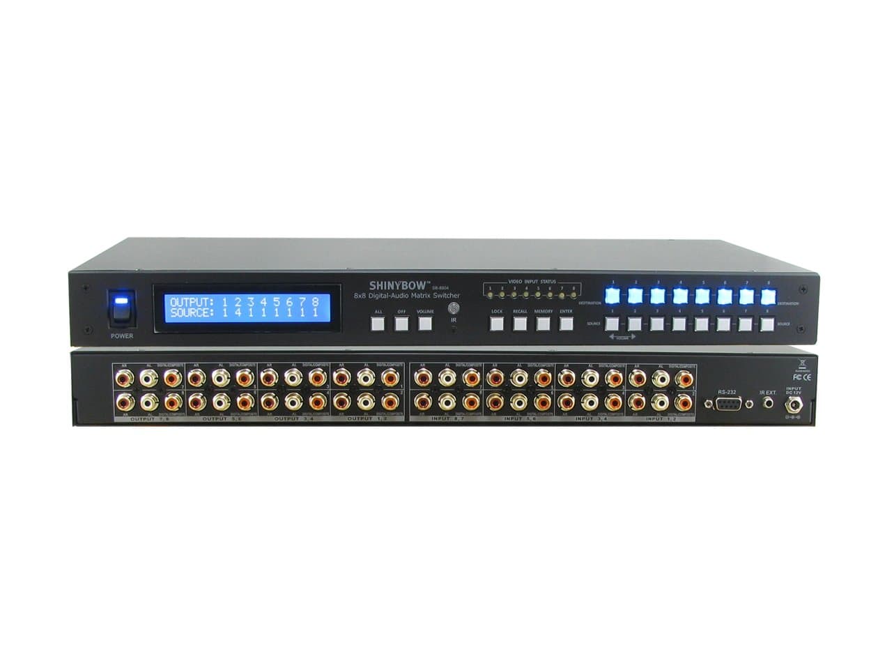 8x8 8:8 Composite Video + Audio Matrix Switch Switcher w/ Volume Control SB-8804 by ShinybowUSA