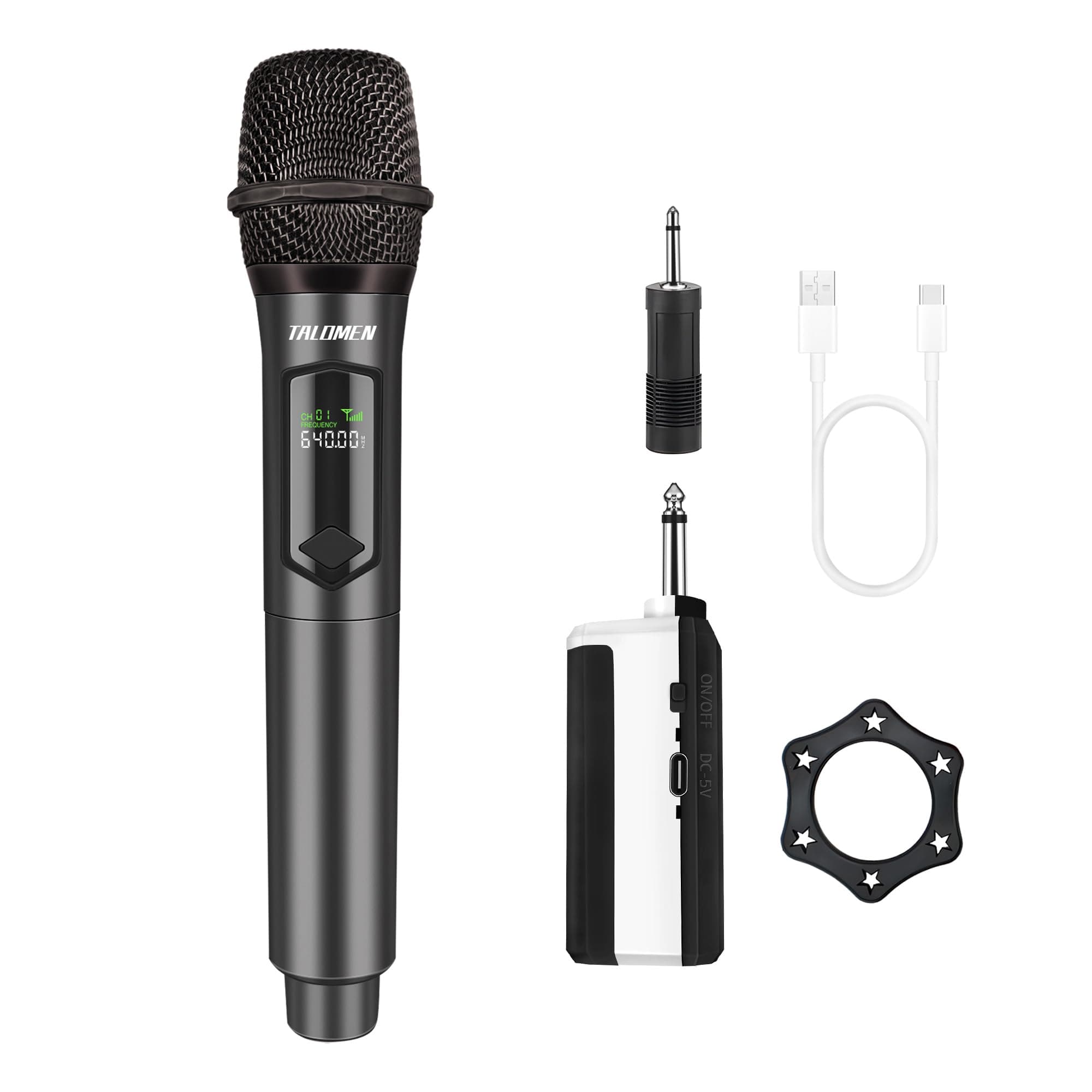 talomen Wireless Microphone,Professional Handheld Cordless Dynamic Mic System with Rechargeable Receiver(160 Ft),Karaoke Microphone Set for Singing,Karaoke,Wedding,DJ,Party,Speech,Church,PA,K60-1