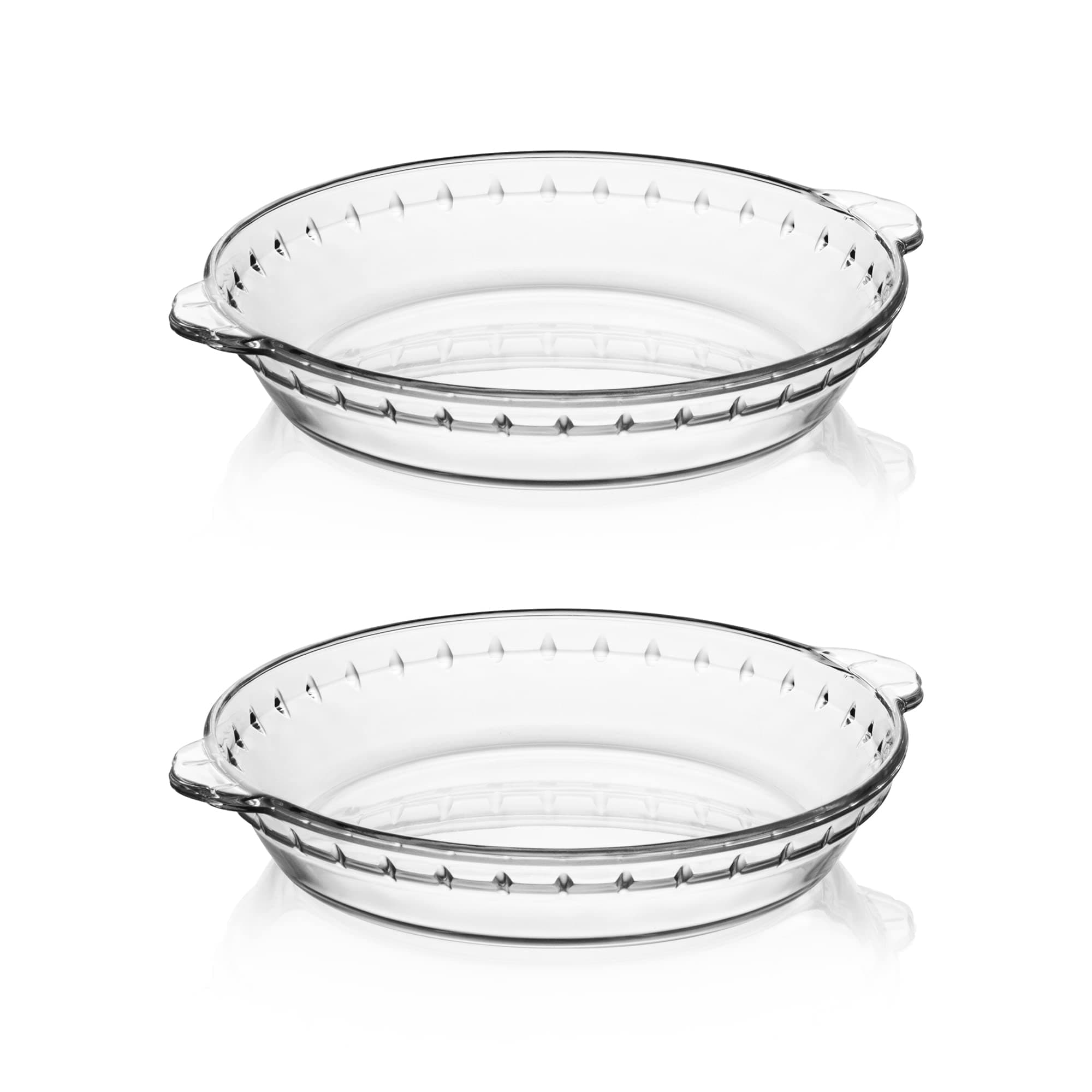 Sweejar 2-pack Glass Pie Pan, 7.5-Inch Round Baking Dish with Non-Stick Coating and Soft Wave Edge for Apple, Pumpkin, and Pot Pies