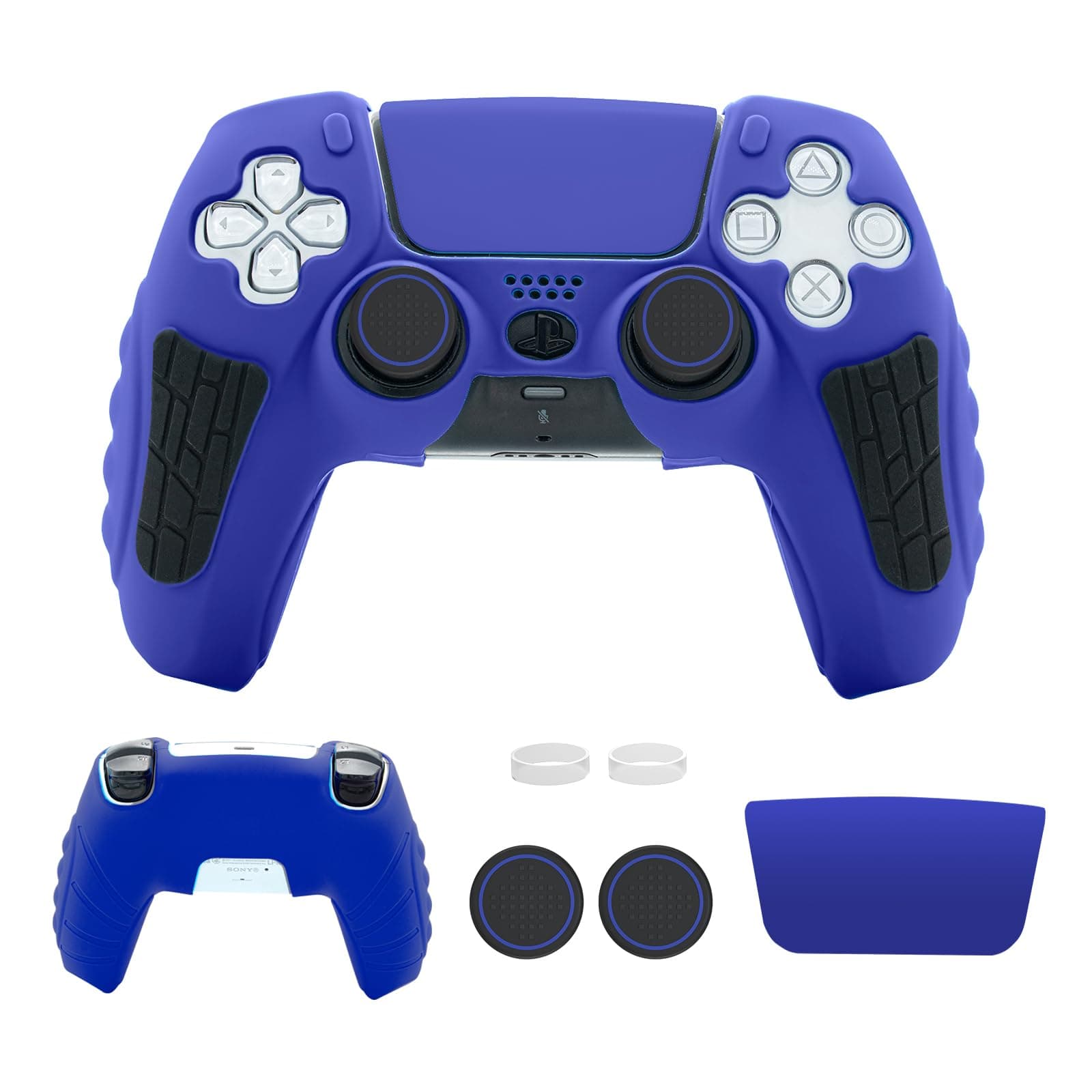ECHZOVE PS5 Controller Silicone Case (Blue) – Durable, Anti-Slip PS5 Controller Cover with Customizable Joystick Accessories