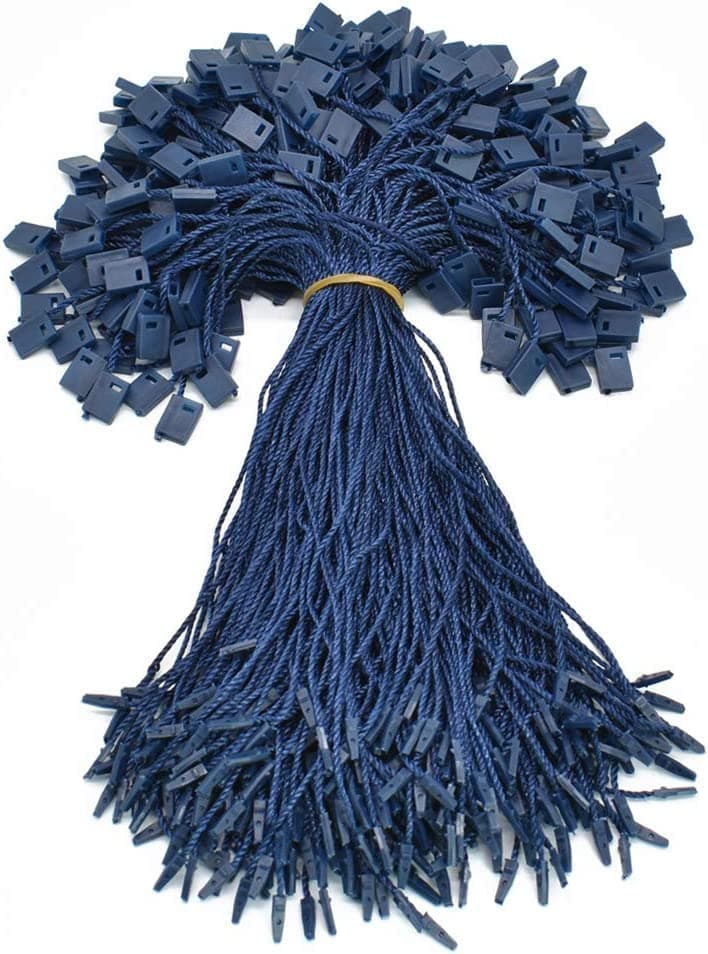 1000 Pcs 7 Inch Nylon Hang Tag String for Clothes Gift Bags Price Tags Shoes Snap Lock Pin Loop Fastener Hook Ties Tag Rope for Belts Pocket Squares Luggage Garments Label (Blue)