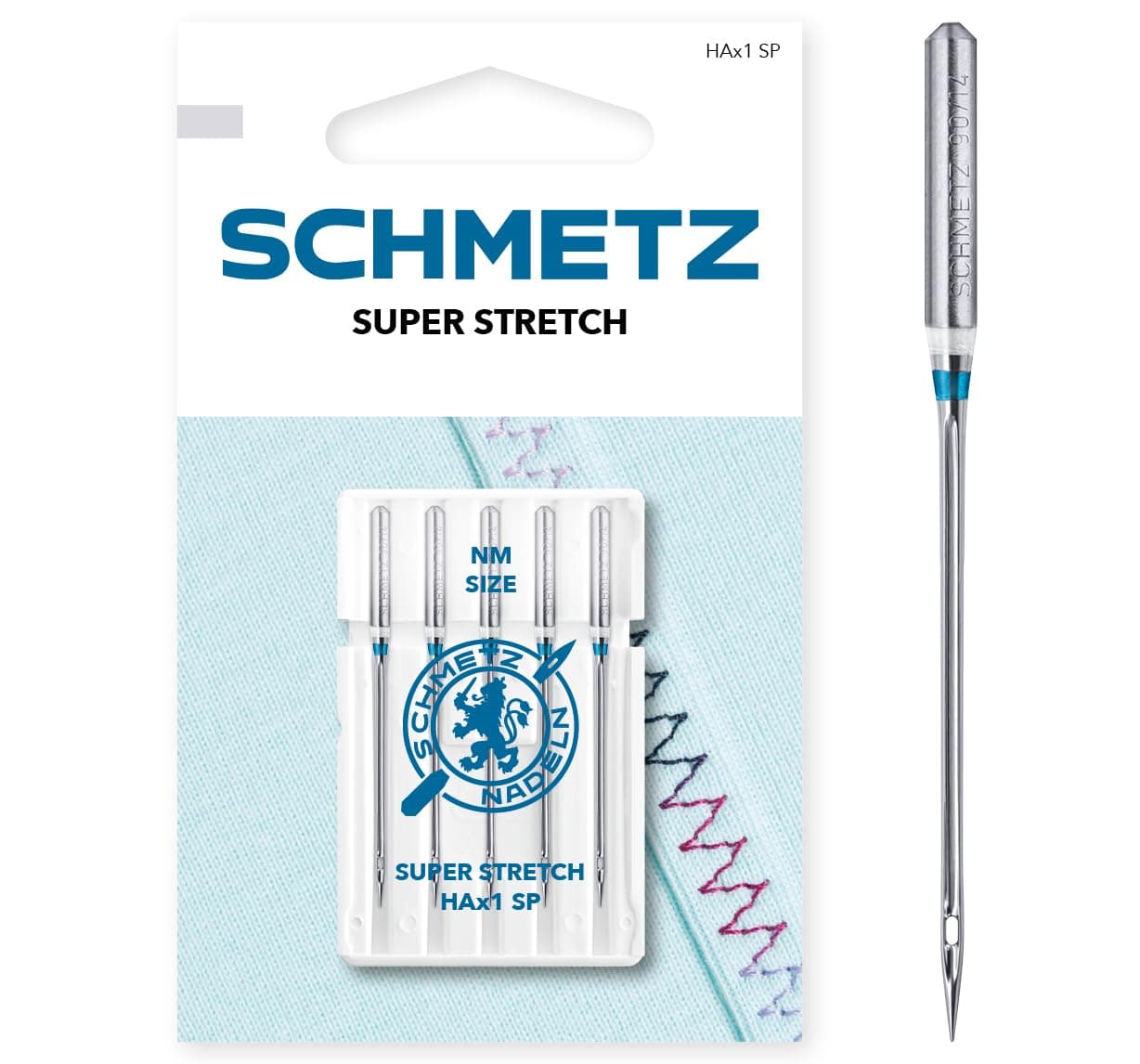 SCHMETZ Sewing Machine Needles 5 Super Stretch Needles 75/11 HAx1SP Can be used on any common household sewing machine for processing elastic fabrics with thicker sewing threads