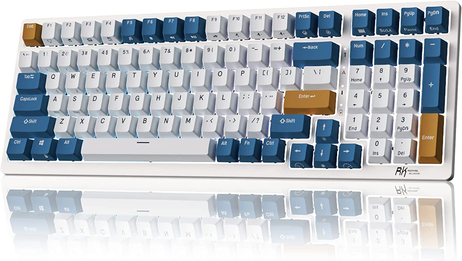 RK98 Wireless Mechanical Keyboard, 100 Keys 98% Layout with Custom Switches Hot Swappable, Tri-Mode BT5.1/2.4G/USB-C Full Size Gaming Keyboard with Numpad RGB, Brown Switch