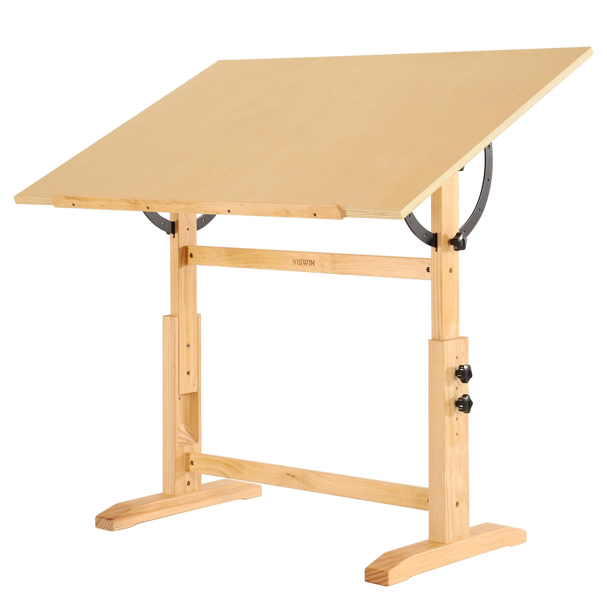 VISWIN 30" x 42" Extra-Large Wooden Drafting Table, Adjustable Height & Angle, Solid Pine Wood Artist Table for Drawing, Tilts Flat, Studio Art Craft Desk for Painting, Drafting, Writing, Reading