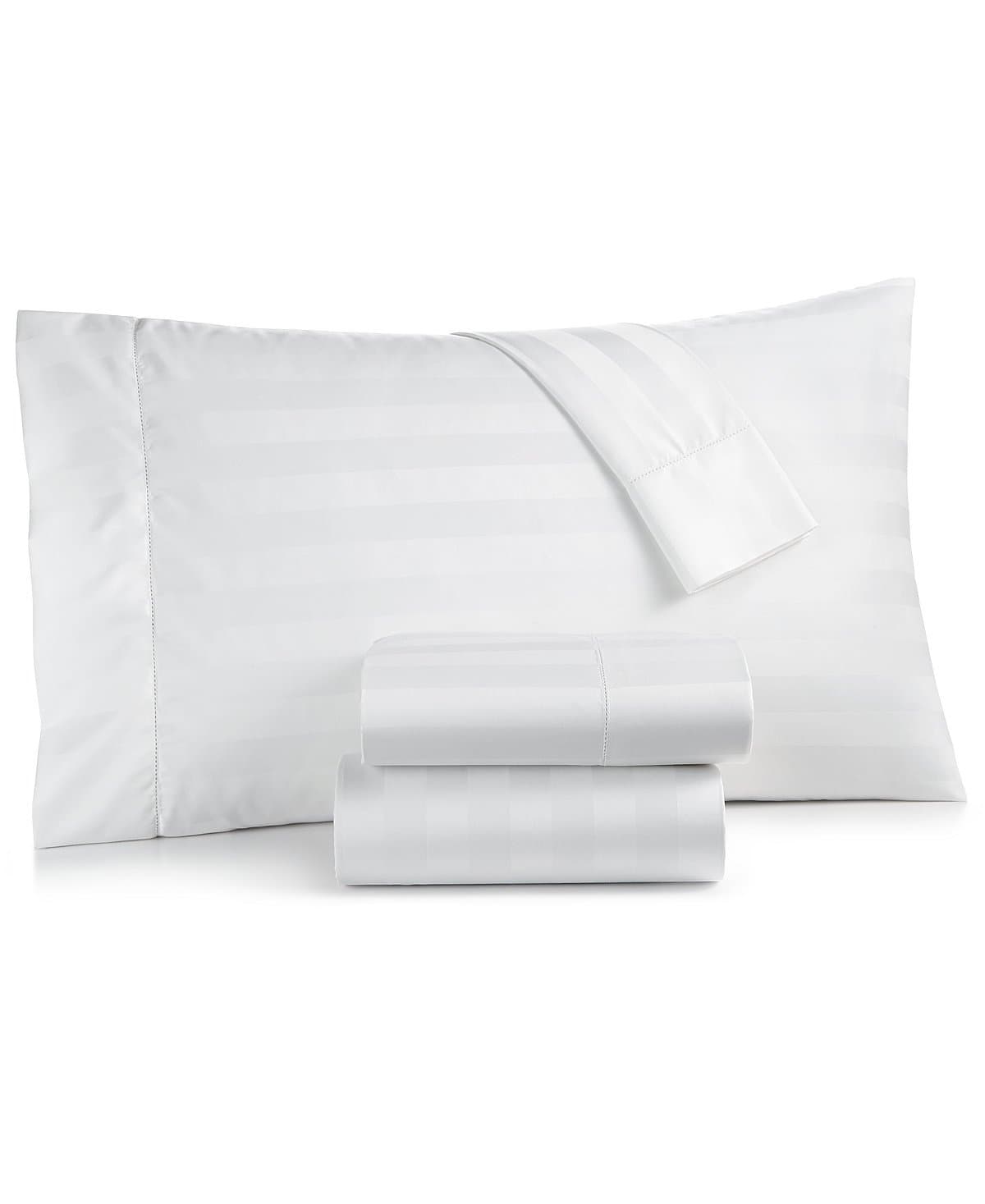 Charter Club Damask Stripe King 4-Pc Sheet Set Bedding, 550 Thread Count Pure Supima Cotton (White)