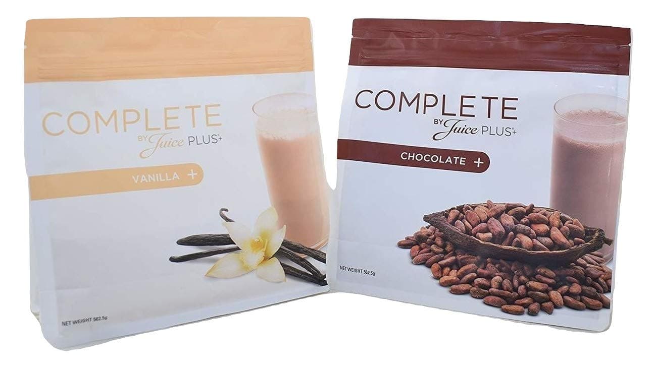 2 x Juice Plus Complete Shake (One Vanilla 480g + One Chocolate 488g Shake) + Free Spoon