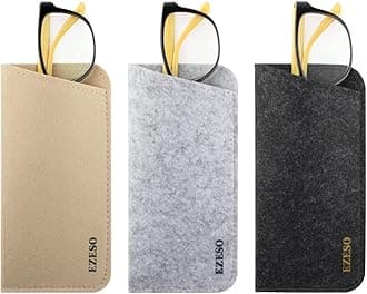 3 Pack Eyeglass Cases - Soft Felt Slip-in Pouch Case - Glasses Storage Case Makeup Pouch