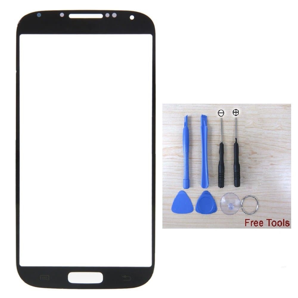 LCD Screen Glass Outer Lens Replacement for Samsung Galaxy S4 GT-i9500 i9505 i337 i545 M919 with Free Tools Set (Black)