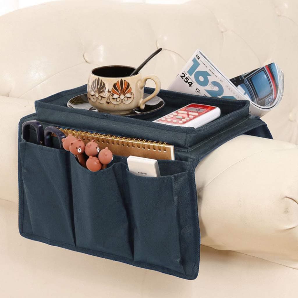 FosCadit Arm Rest 6 Pocket Organizer-Remote Control Holder Table Storage Pocket & Sofa Caddy 6 Slot, Tea, Coffee Mugs Pens Papers Toys (multicolor)