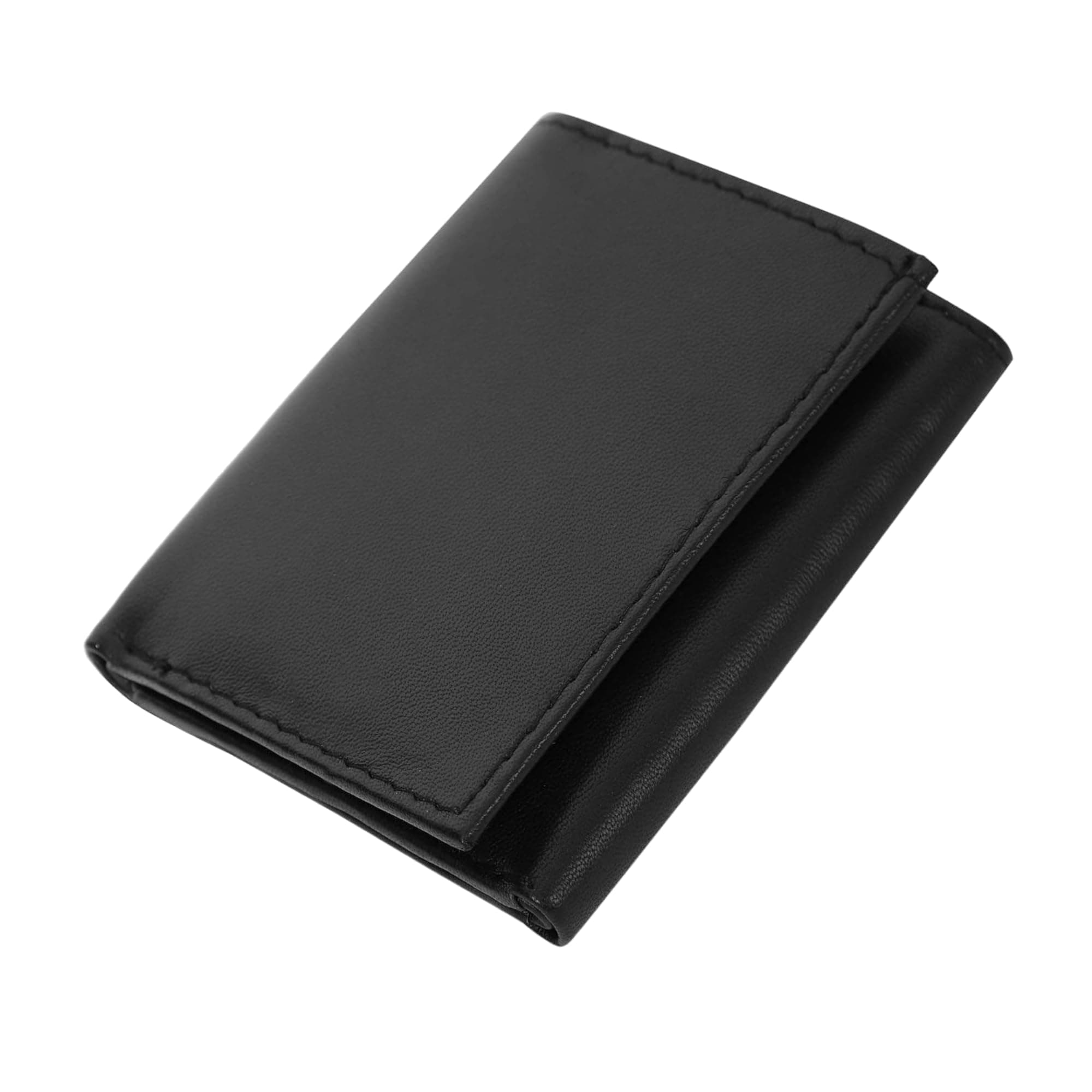 RAS Mens RFID Blocking Compact Genuine Leather Small Trifold Wallet 185 Black