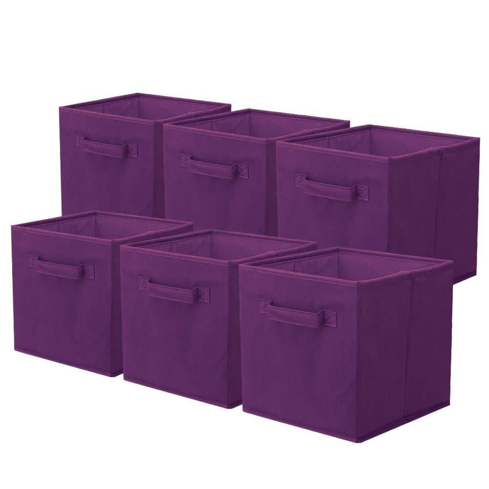 ShellKingdom Storage Bins, Foldable Fabric Storage Cubes And Cloth Storage Organizer Drawer For Closet And Toys Storage, 6 Pack (Purple)