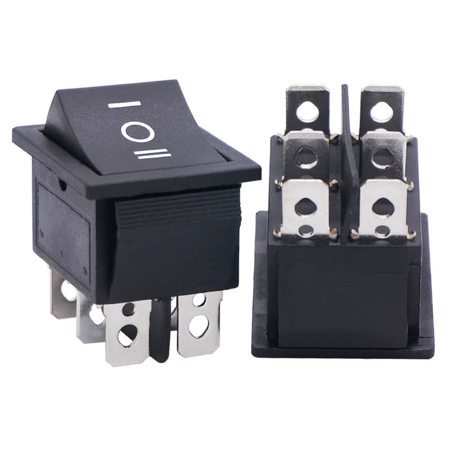 Twidec/2Pcs Rocker Switch 6 Pins 3 Position ON/Off/ON AC 10A/125V 6A/250V DPDT Car Boat Black KCD4 Rocker Switch Toggle KCD2-203