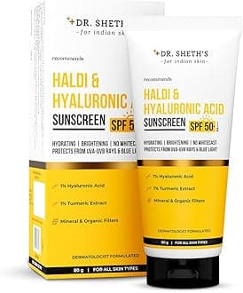 Haldi & Hyaluronic Acid Sunscreen with 1% Hyaluronic Acid | Spf 50+ Pa+++ | Protects Against UVA/B & Blue Light | Hydrating & Brightening | For Men & Women | For All Skin Type | 80 g
